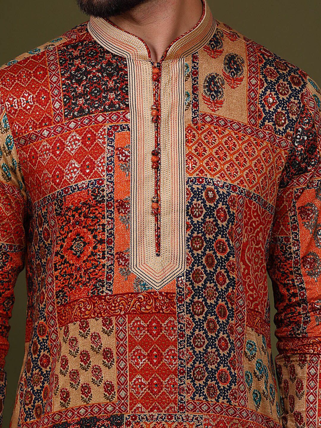KISAH Men Abstract Printed Regular Fit Kurta - Image 2