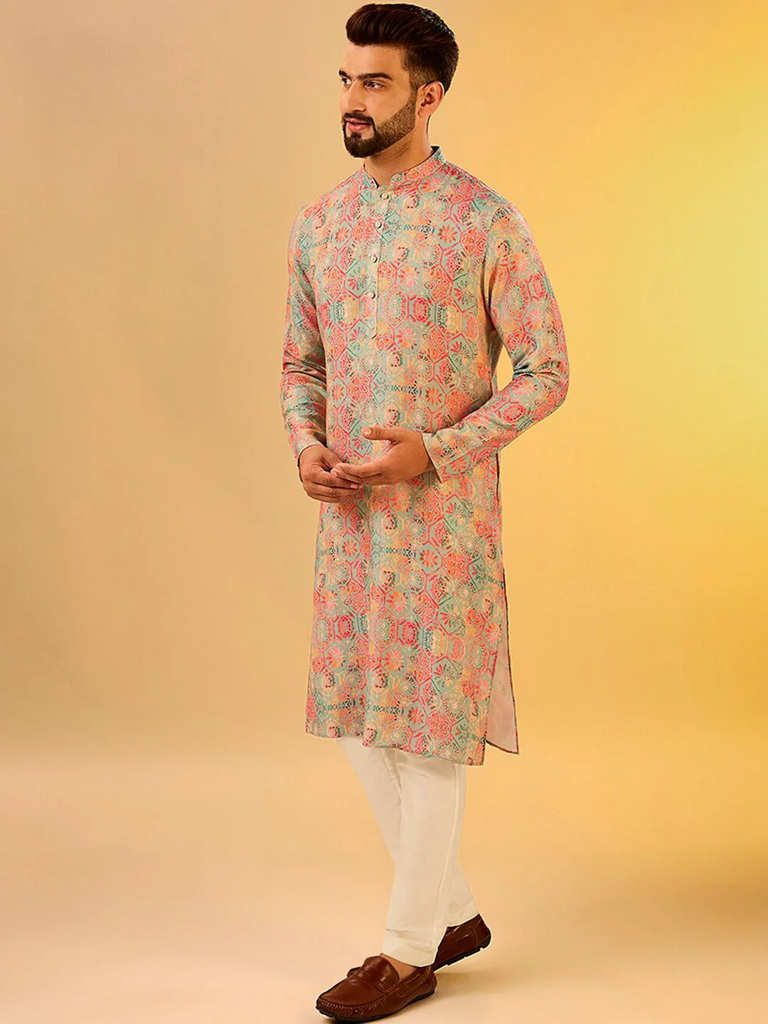 KISAH Men Abstract Printed Regular Fit Kurta - Image 5