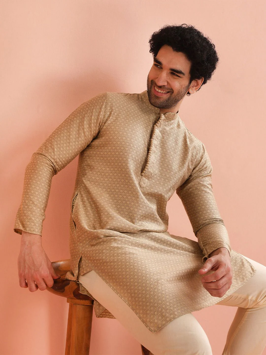 KISAH Men Ethnic Motifs Woven Design Kurta with Churidar - Image 6