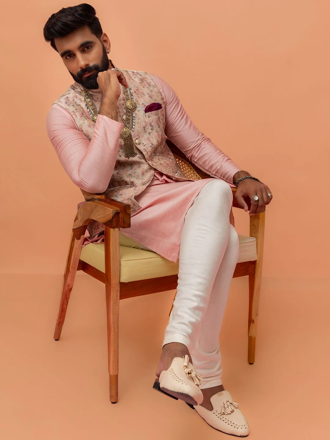 Kisah Men Ethnic Motifs Woven Design Mandarin Collar Nehru Jacket - Image 6