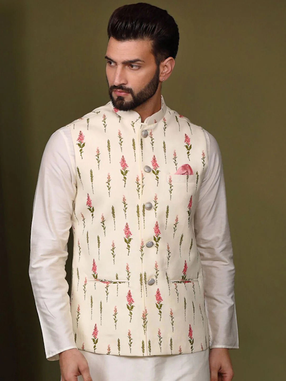 KISAH Men Printed Nehru Jacket - Image 5