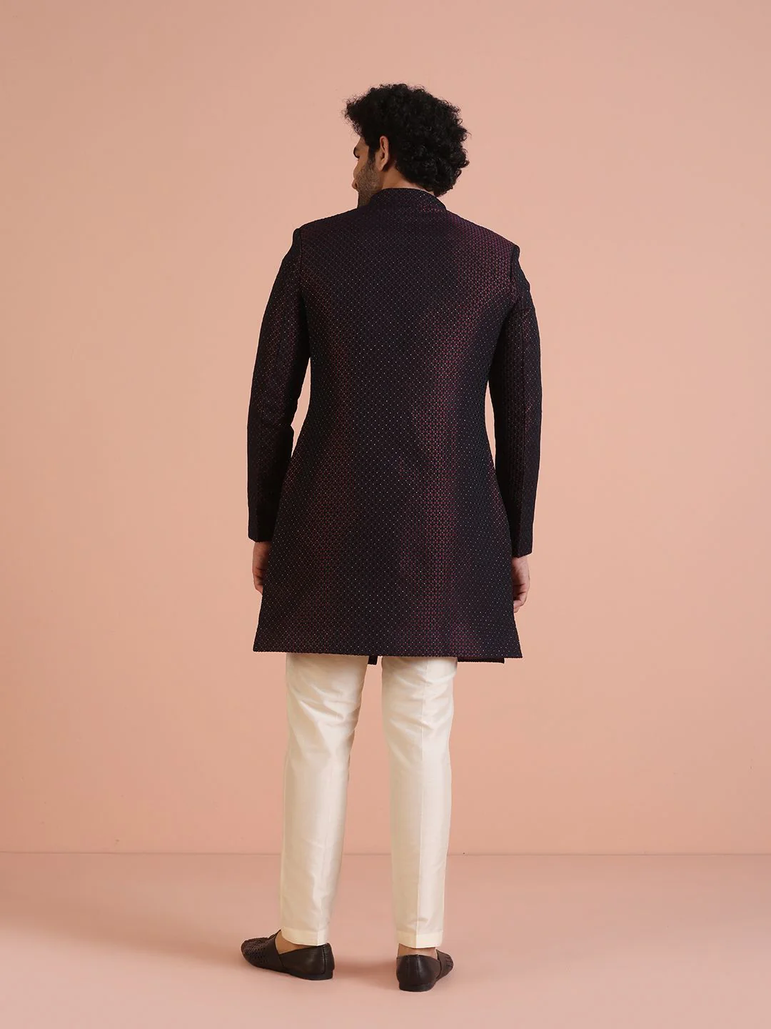 KISAH Men Self-Design Cotton Indowestern Sherwani Trouser Set - Image 6