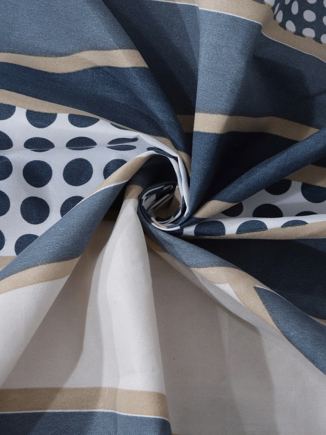 KLOTTHE Blue & Beige Geometric Printed 300 TC Fitted Single Bedsheet & Pillow Cover - Image 5
