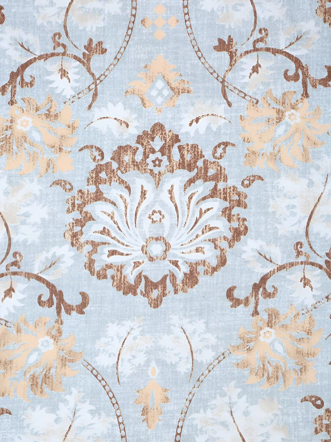 KLOTTHE Blue & Brown Floral Printed 300 TC Double King Bedsheet With 2 Pillow Covers - Image 5