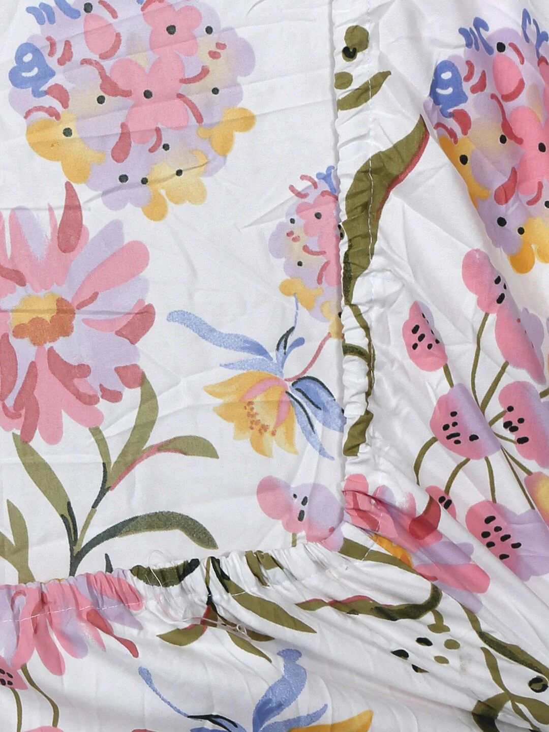 KLOTTHE Floral 300 TC Fitted Super king Double Bedsheet With 2 Pillow Covers - Image 4
