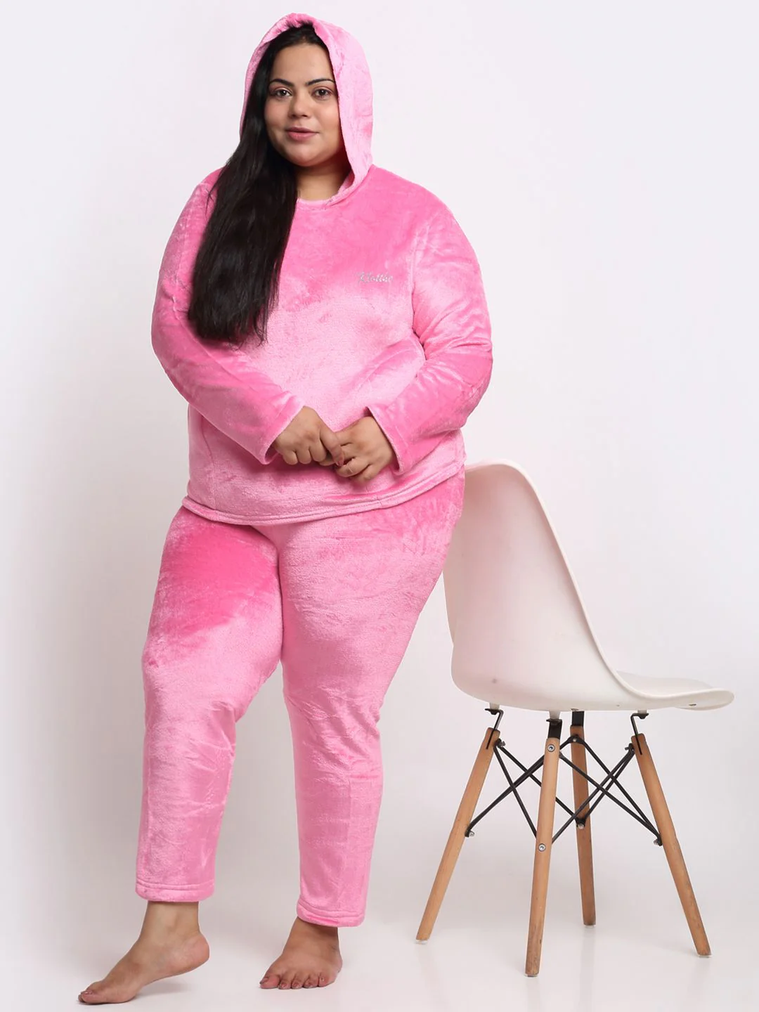 KLOTTHE Plus Size Hooded Velvet Wool T-shirt With Trouser - Image 6