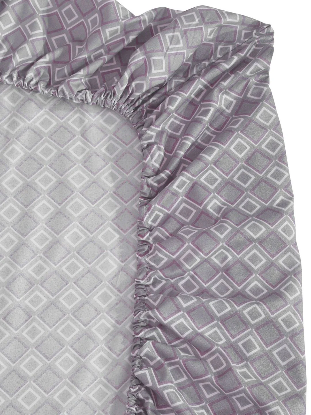 KLOTTHE Purple Geometric Patterned 300 TC Fitted King Bedsheet With 2 Pillow covers - Image 5