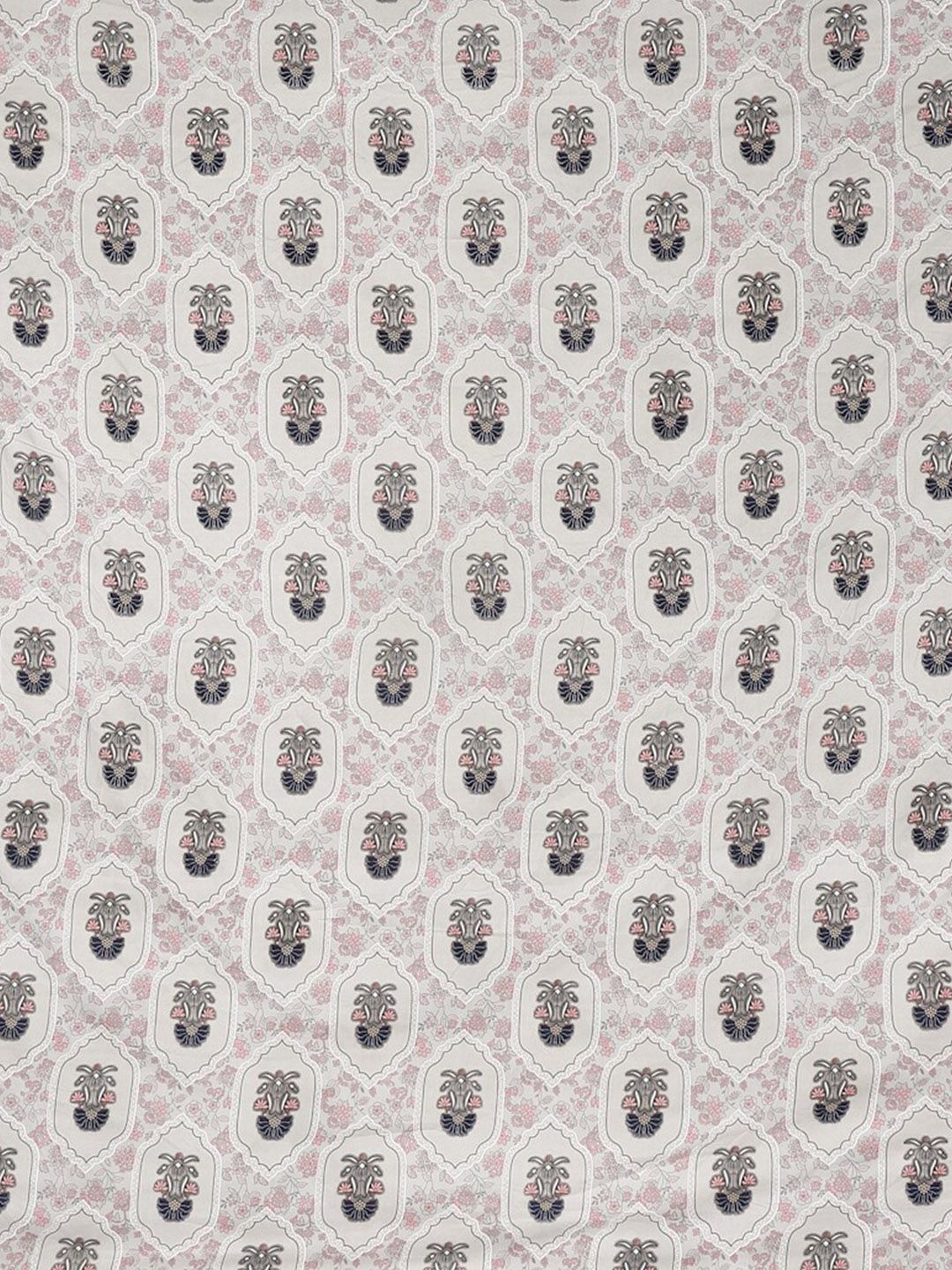 KLOTTHE White Floral Printed 300 TC Fitted Super King Double Bedsheet with 2 Pillow Covers - Image 6