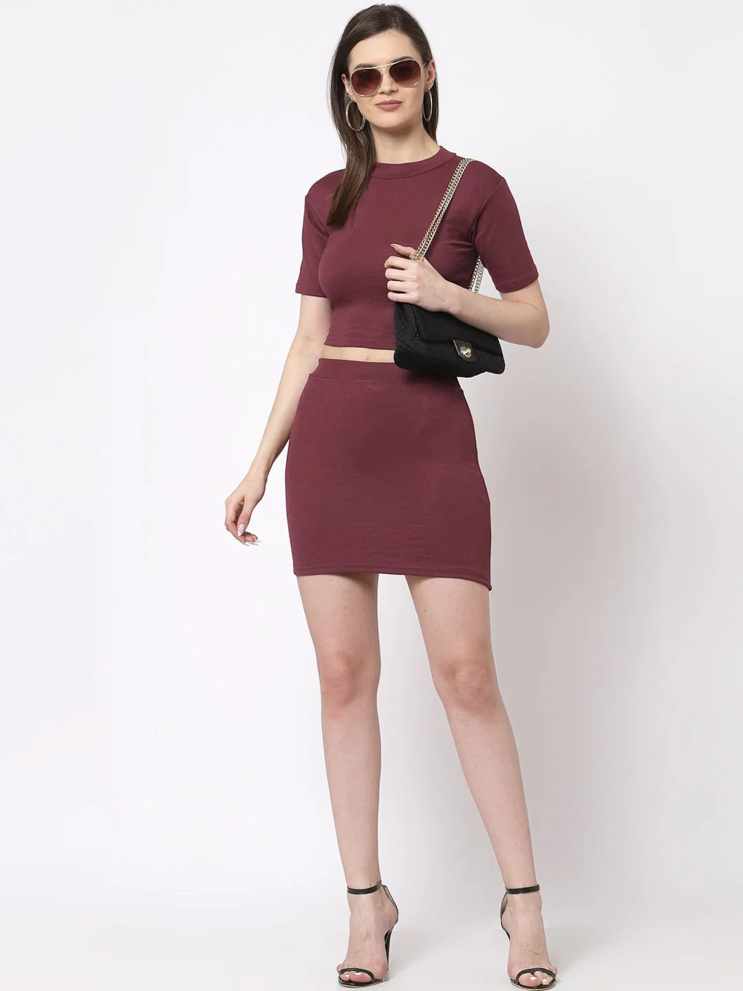 KLOTTHE Women Maroon Solid Co-Ords - Image 6