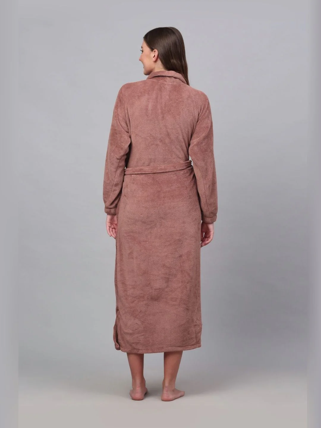KLOTTHE Woolen Shirt Collar Bath Robe With Belt - Image 3
