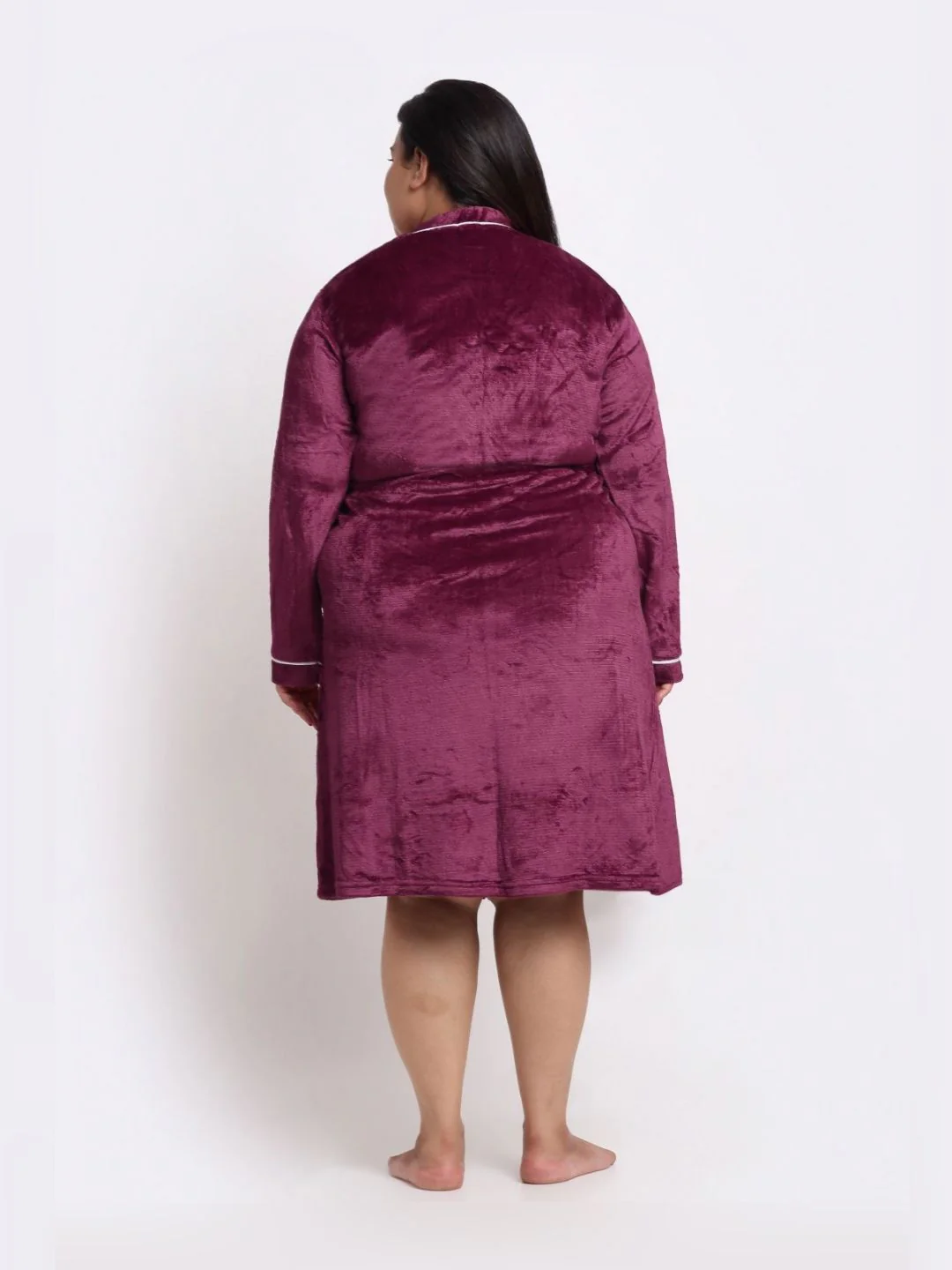 KLOTTHE Woollen Plus Size Bath Robe With Belt - Image 3