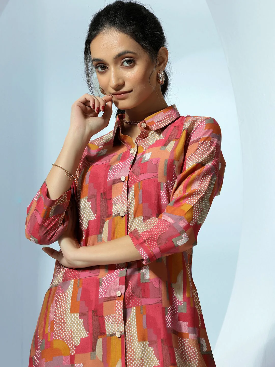 Libas Abstract Printed Shirt With Trousers Co-Ords - Image 3