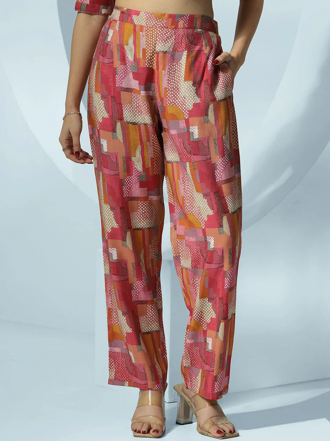 Libas Abstract Printed Shirt With Trousers Co-Ords - Image 7