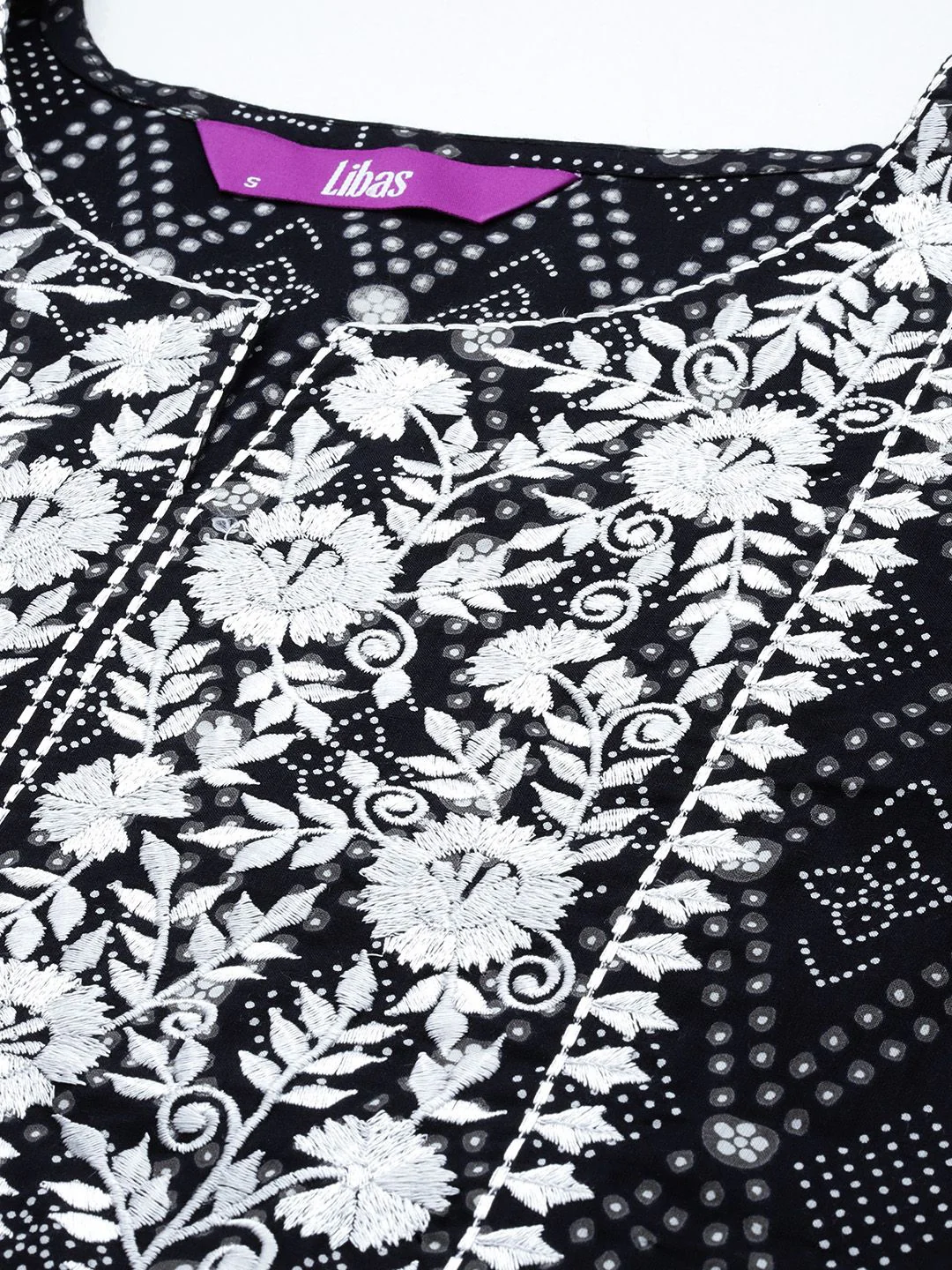 Libas Bandhani Yoke Design Thread Work Kurta - Image 4