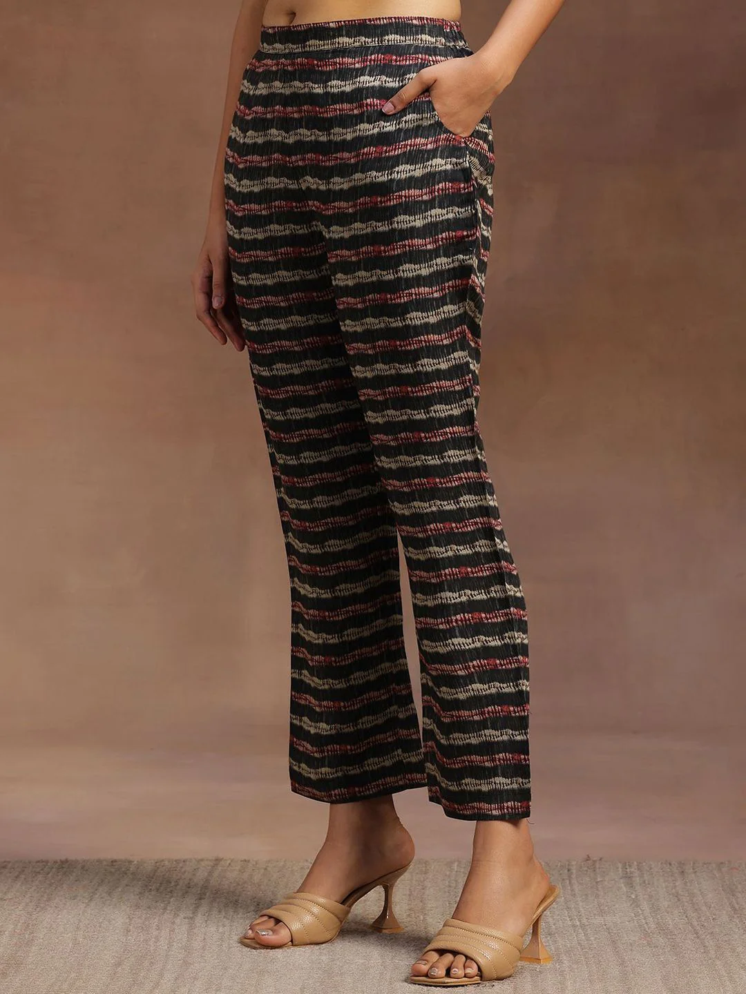 Libas Ethnic Motifs Printed Mirror Work A-Line Kurta with Trousers & Dupatta - Image 5