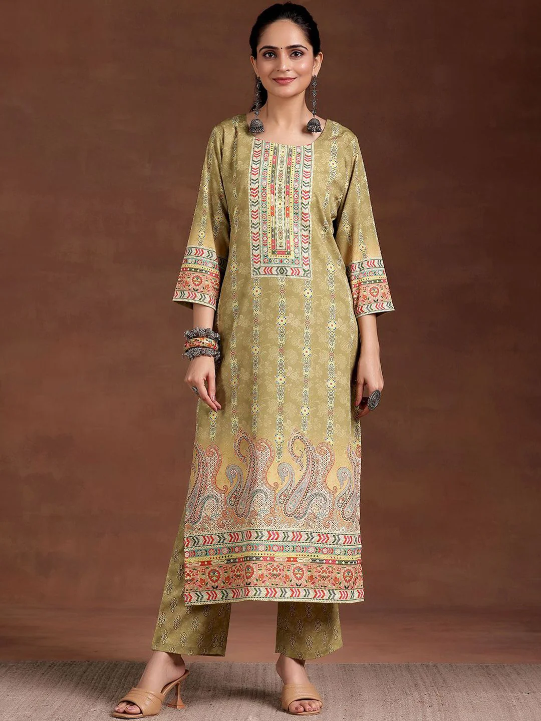 Libas Ethnic Motifs Printed Round Neck Straight Kurta - Image 2