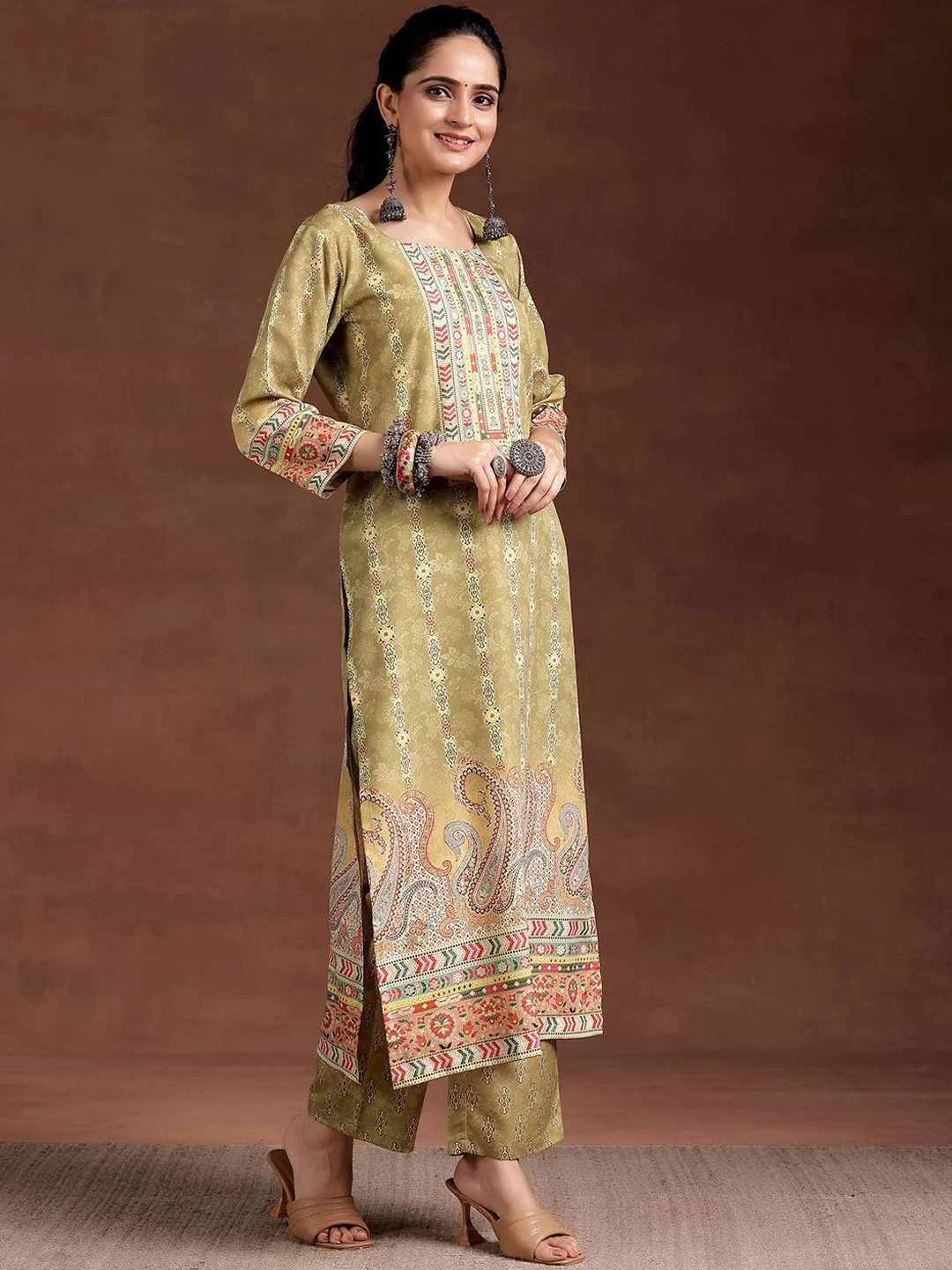 Libas Ethnic Motifs Printed Round Neck Straight Kurta - Image 5