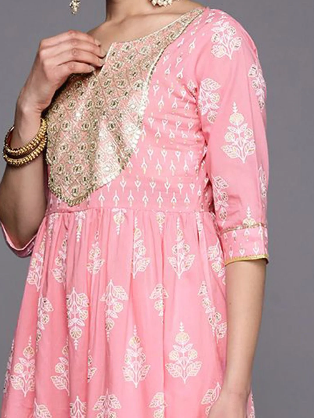 Libas Ethnic Motifs Printed Thread Work Anarkali Kurta With Palazzos & Dupatta - Image 2