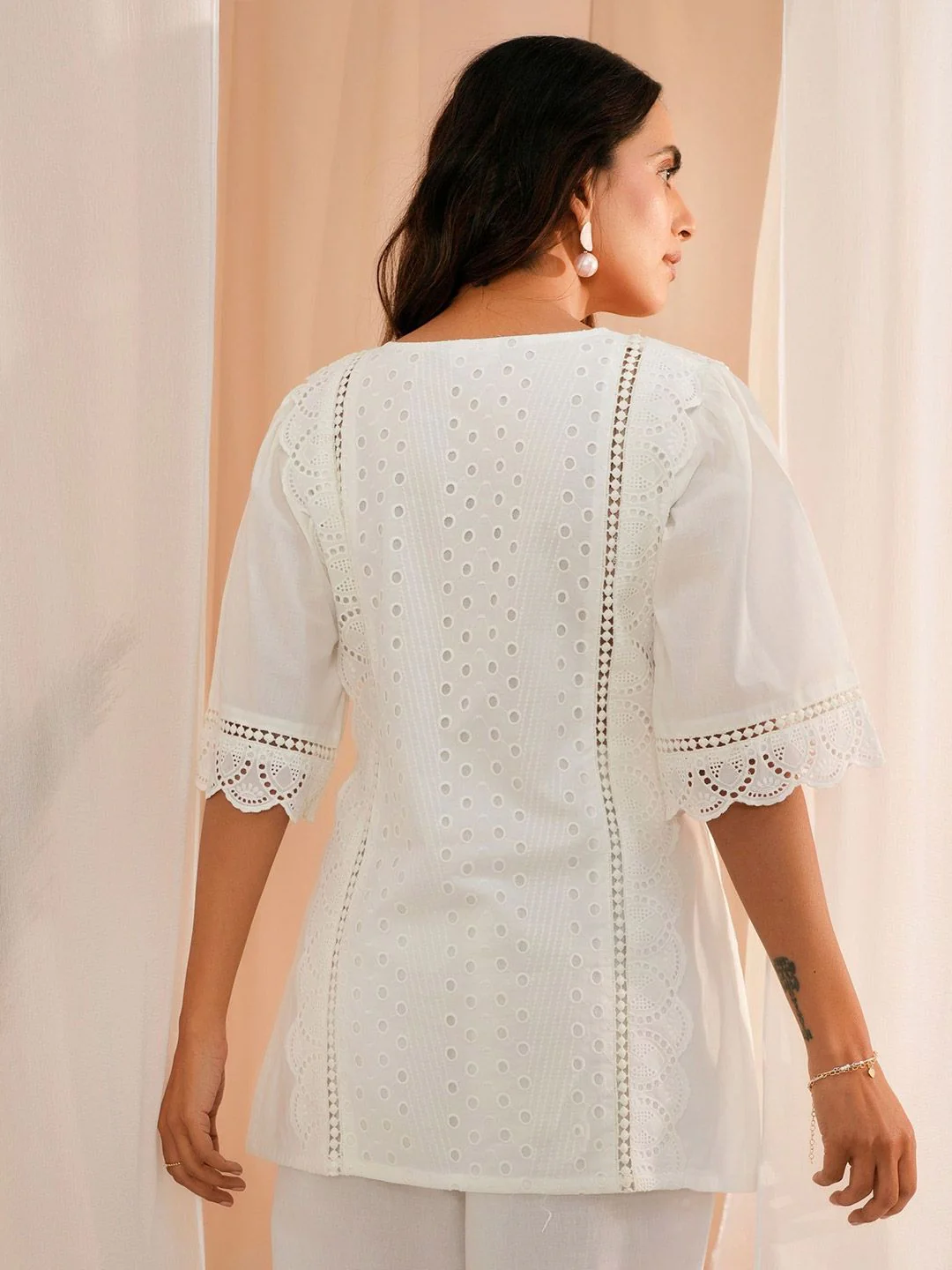 Libas Ethnic Motifs Printed V-Neck Empire Kurti - Image 5
