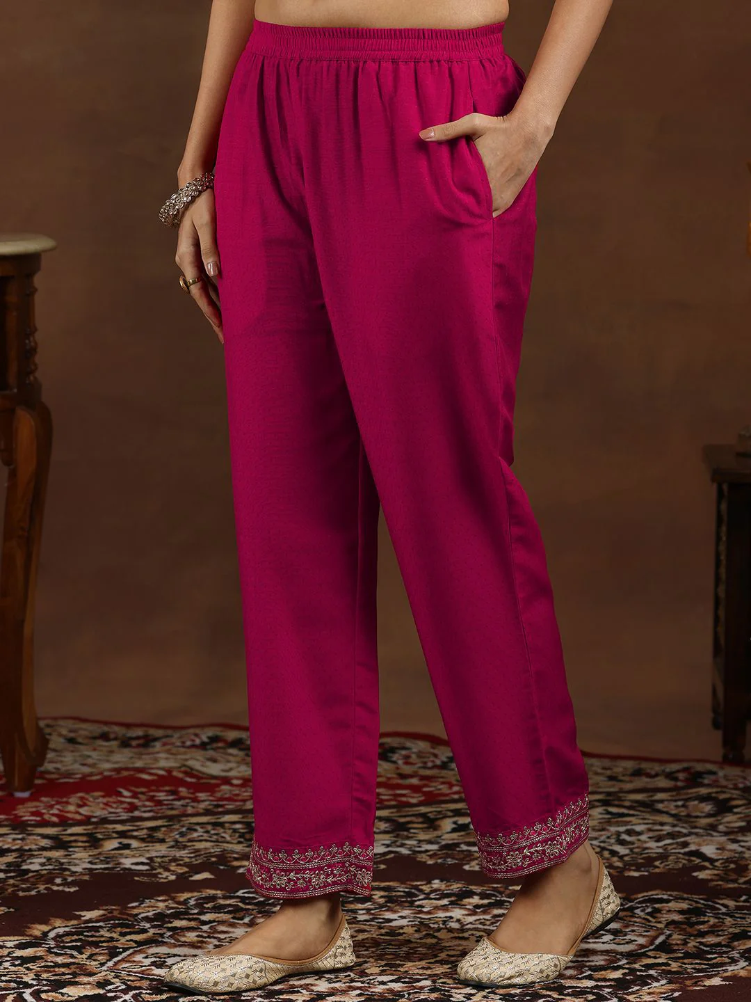 Libas Floral Embroidered Kurta With Trousers & Dupatta - Image 7