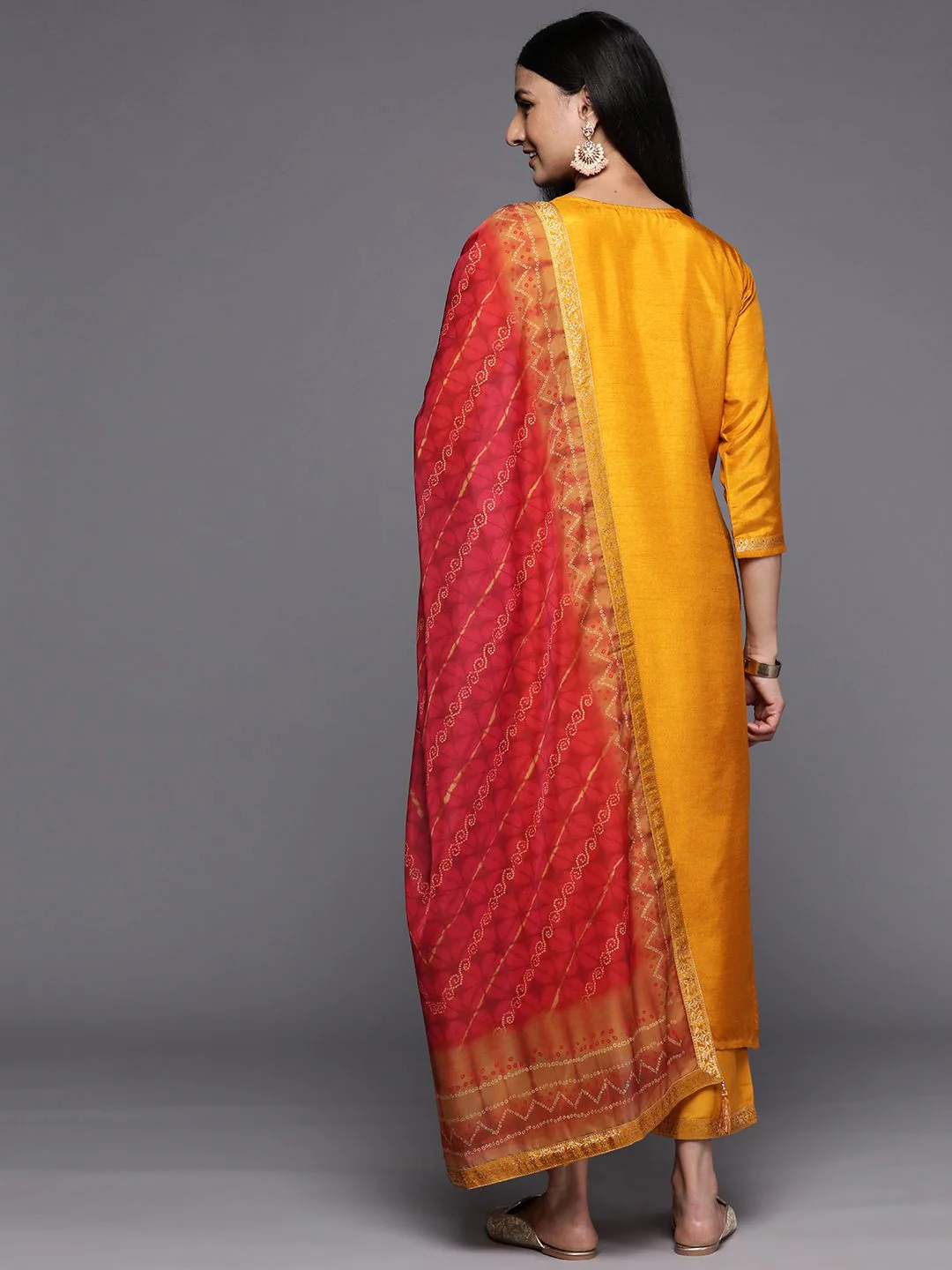 Libas Floral Embroidered Kurta with Trousers & With Dupatta - Image 6