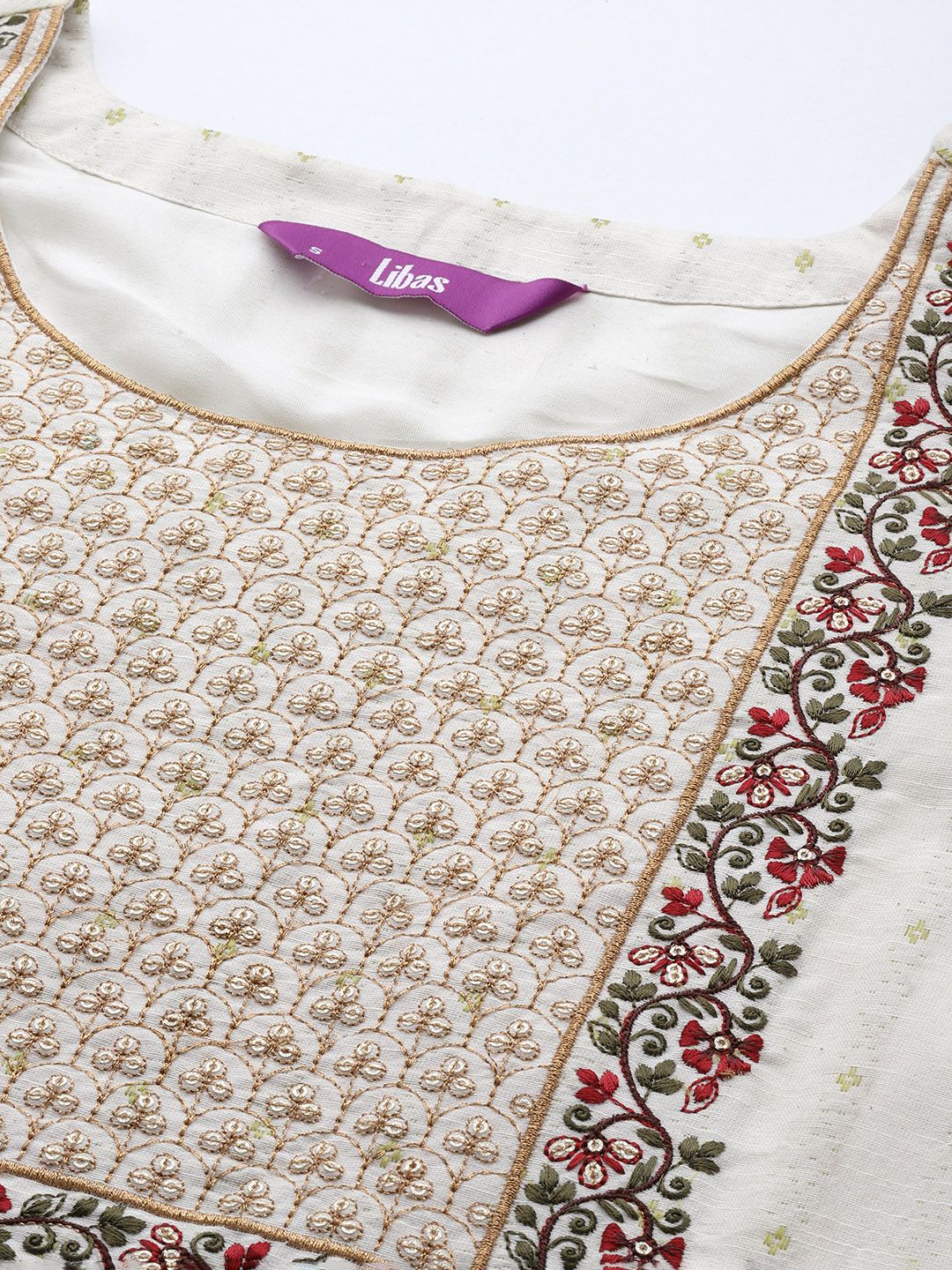 Libas Floral Embroidered Kurta with Trousers & With Dupatta - Image 2