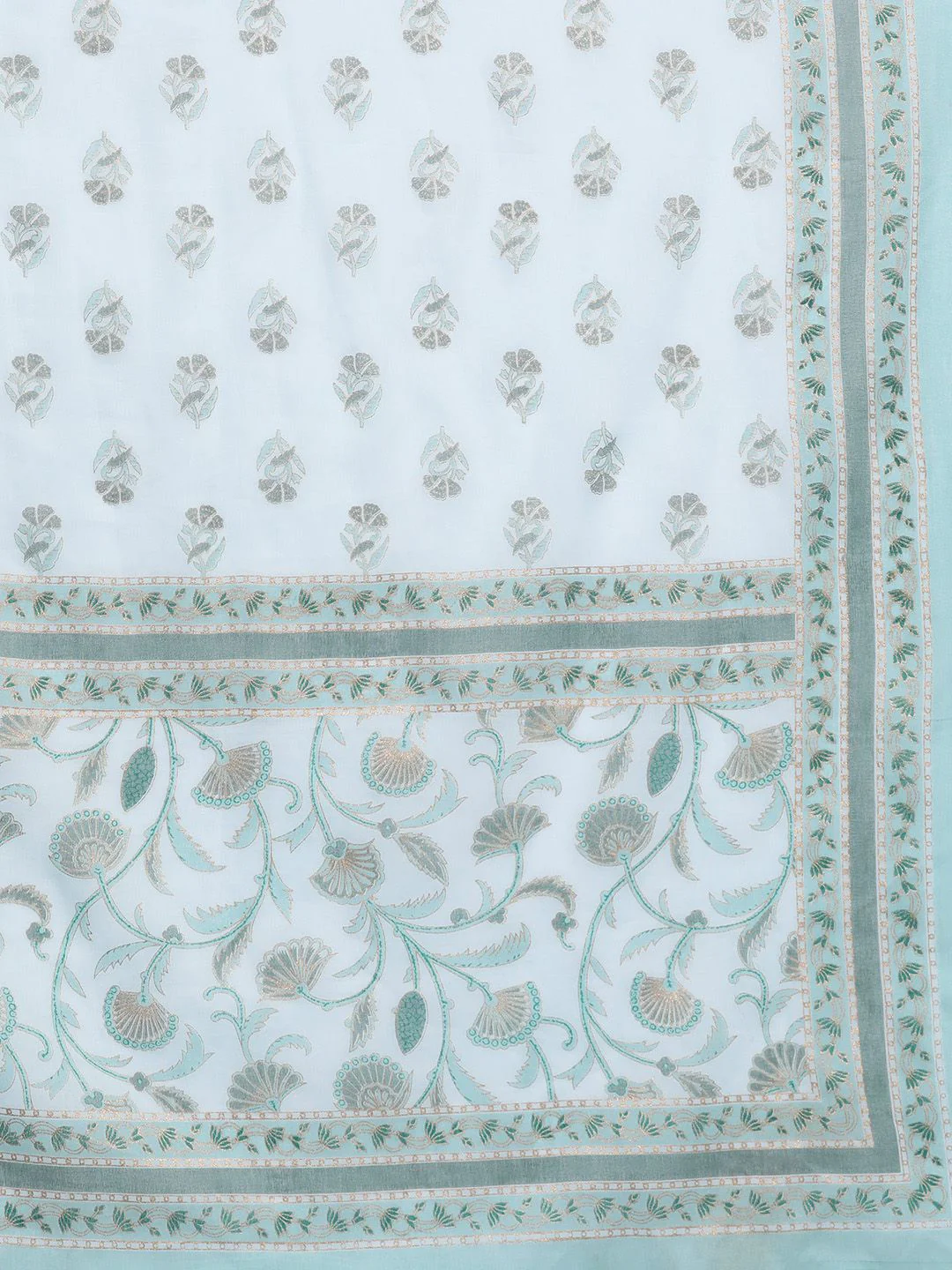 Libas Floral Printed Pleated Gotta Patti Pure Cotton Kurta with Palazzos & Dupatta - Image 5