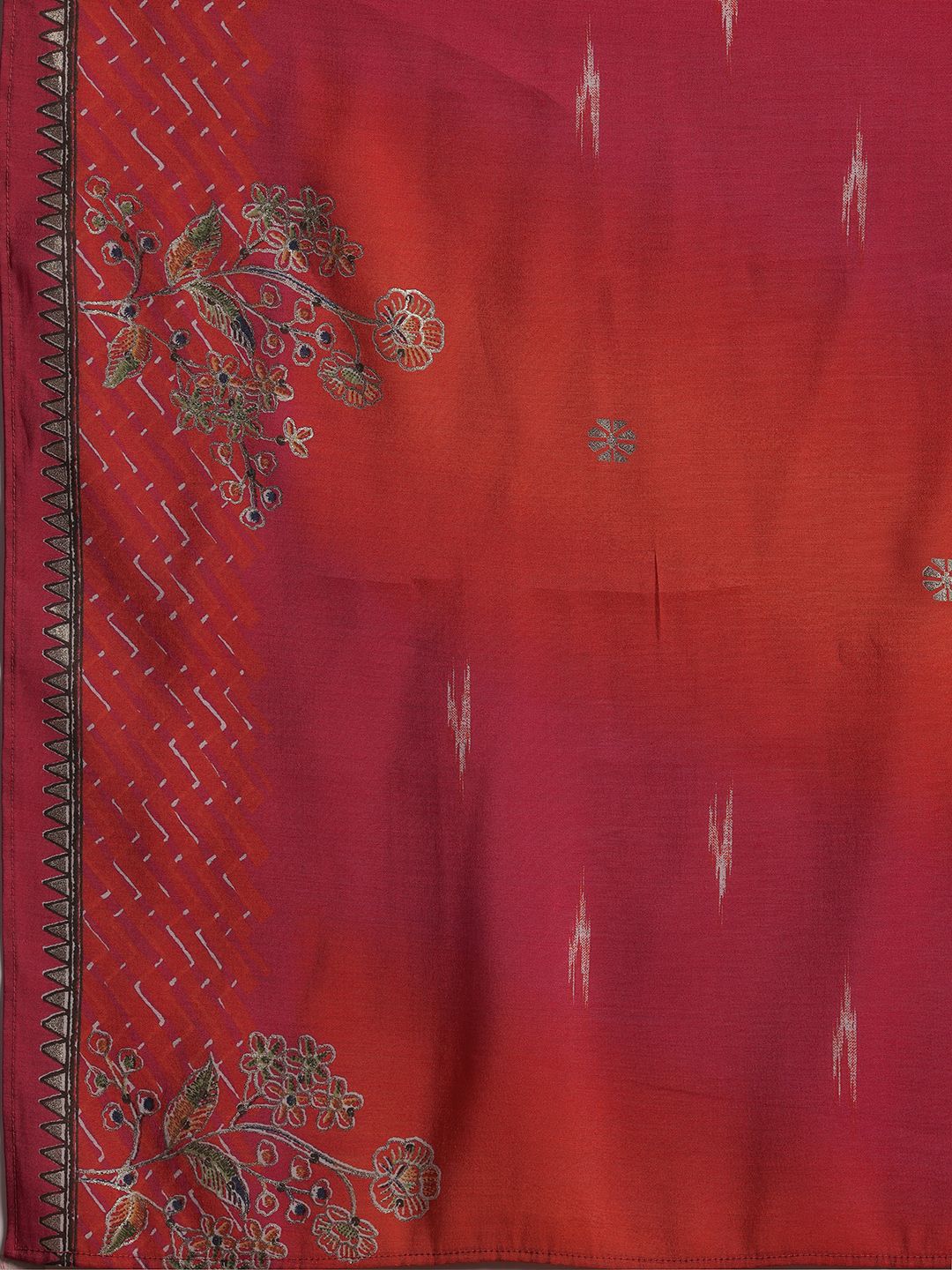 Libas Floral Printed Pleated Mirror Work Anarkali Kurta with Trousers & Dupatta - Image 5