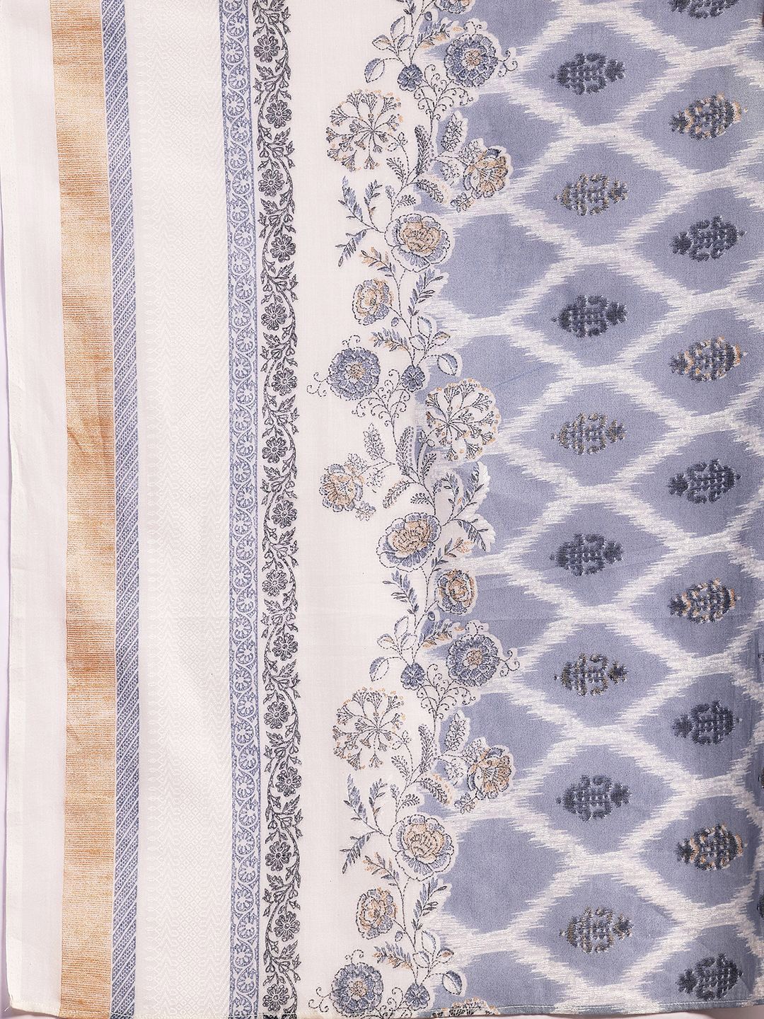 Libas Floral Printed Pleated Pure Cotton A-Line Kurta with Trousers & Dupatta - Image 5