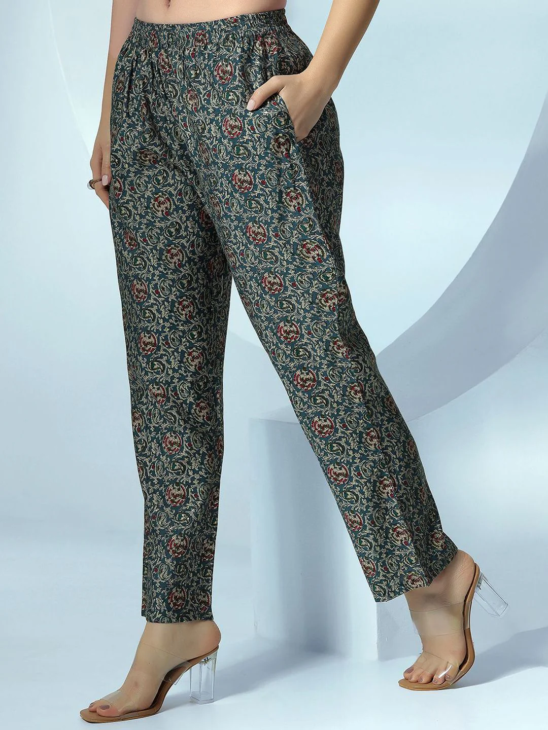 Libas Floral Printed Pleated Shirt With Trousers Co-Ords - Image 7