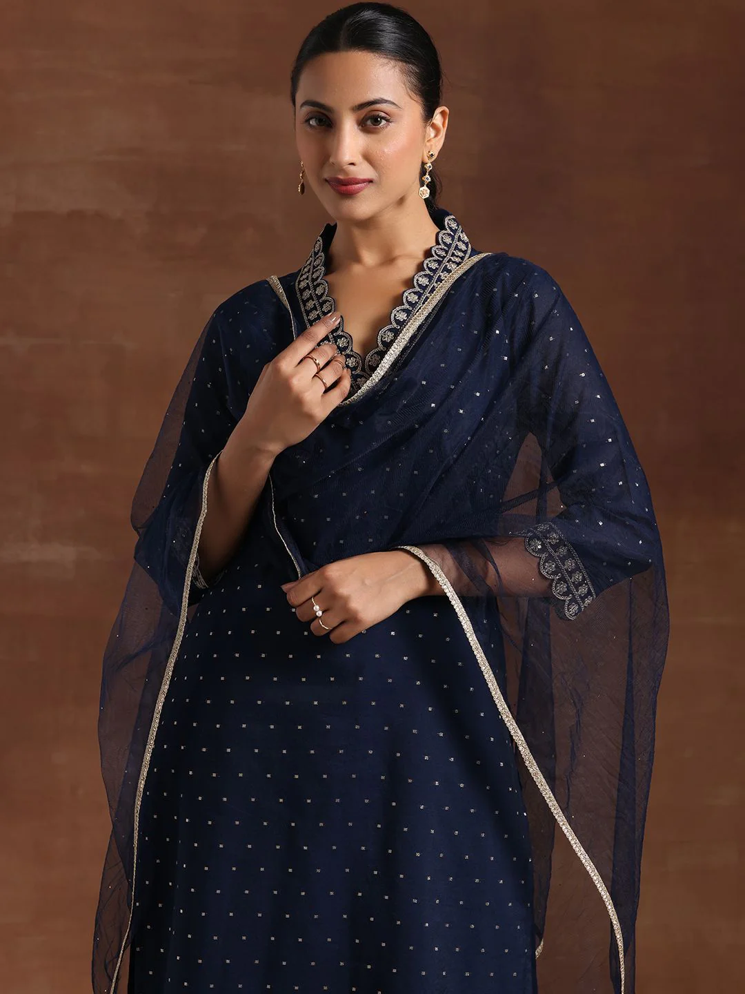Libas Floral Yoke Design Straight Kurta & Trousers With Dupatta - Image 6
