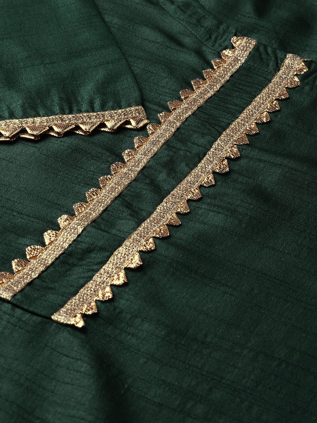 Libas Hunter Green Gotta Chanderi Kurta Set with Festive Traditional Stole - Image 2