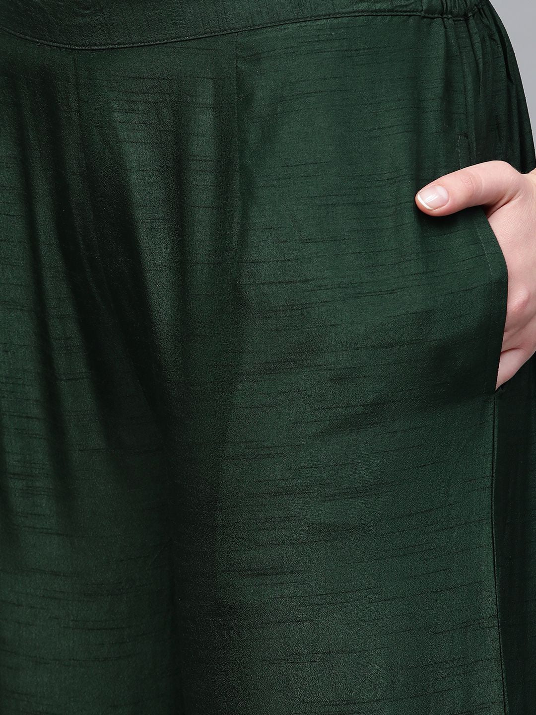 Libas Hunter Green Gotta Chanderi Kurta Set with Festive Traditional Stole - Image 3