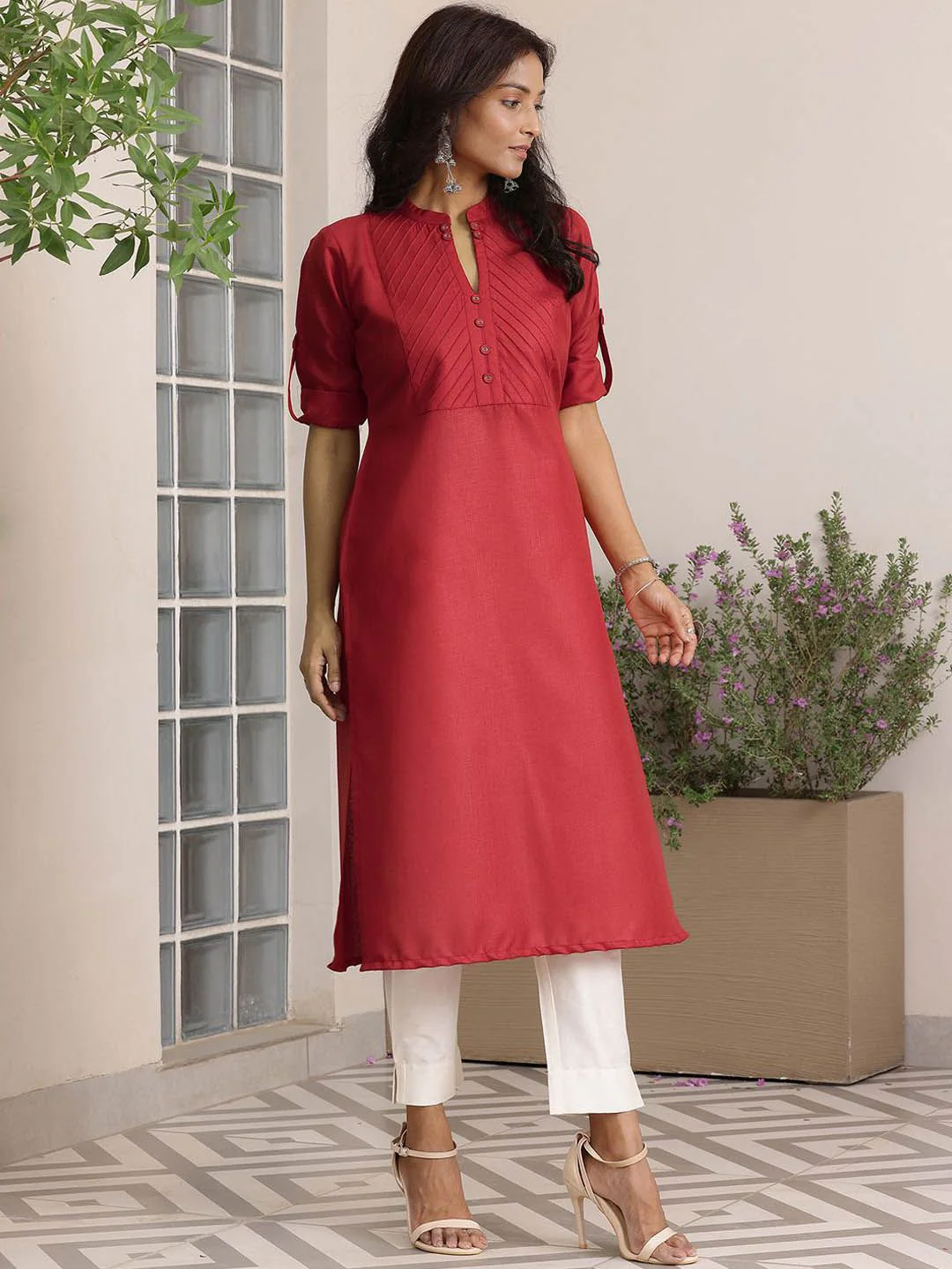 Libas Mandarin Collar Straight Kurta - Image 5