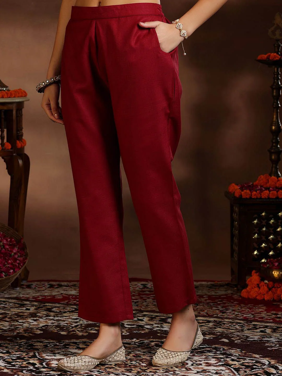 Libas Pleated Kurta with Trousers & Dupatta - Image 3