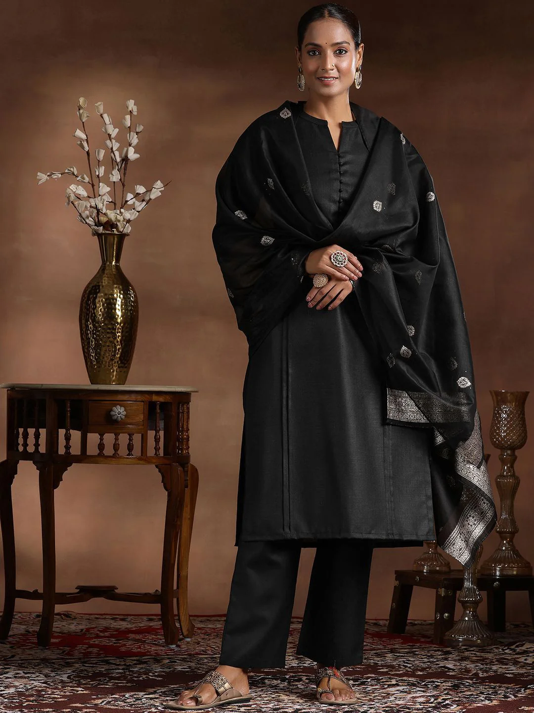 Libas Pleated Kurta with Trousers & Dupatta - Image 6