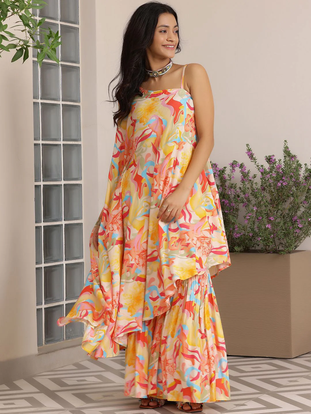 Libas Printed One Shoulder Tunic & Sharara - Image 3