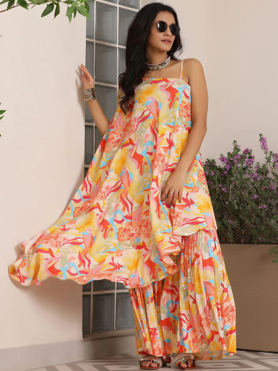 Libas Printed One Shoulder Tunic & Sharara - Image 4