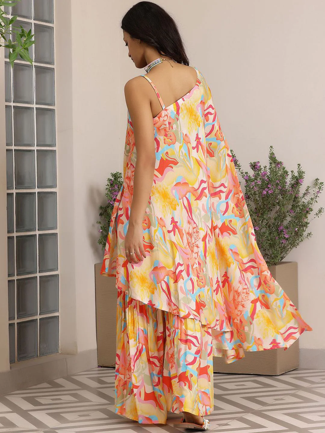 Libas Printed One Shoulder Tunic & Sharara - Image 5