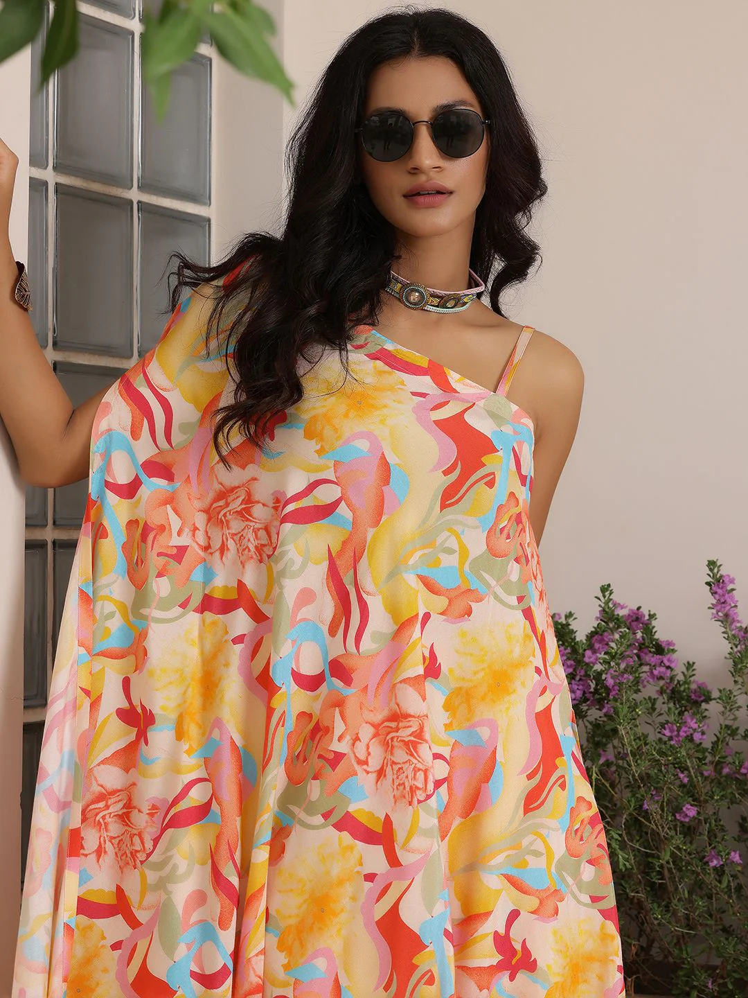 Libas Printed One Shoulder Tunic & Sharara - Image 6