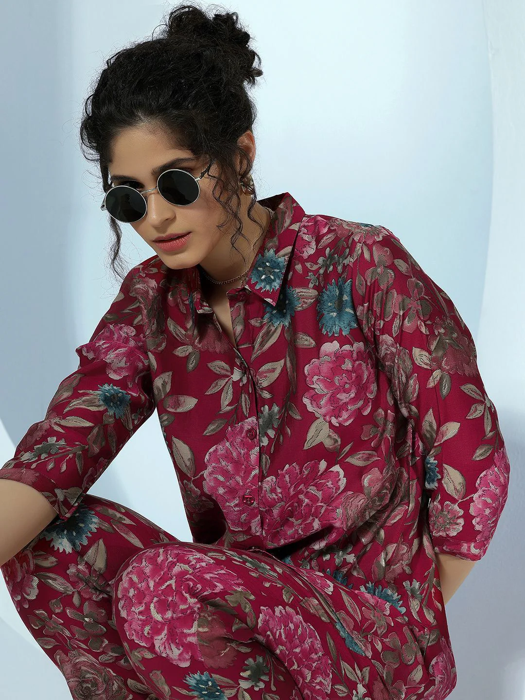 Libas Printed Shirt With Palazzo Co-Ords - Image 6