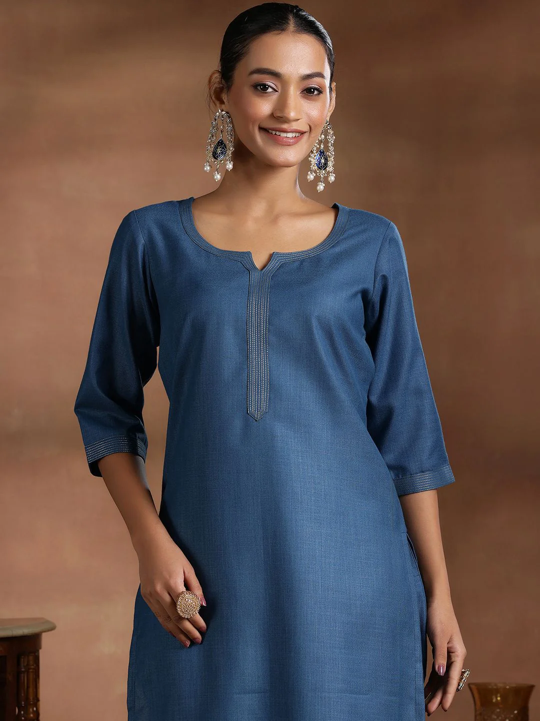 Libas Sequinned Straight Kurta With Trousers & Dupatta - Image 7