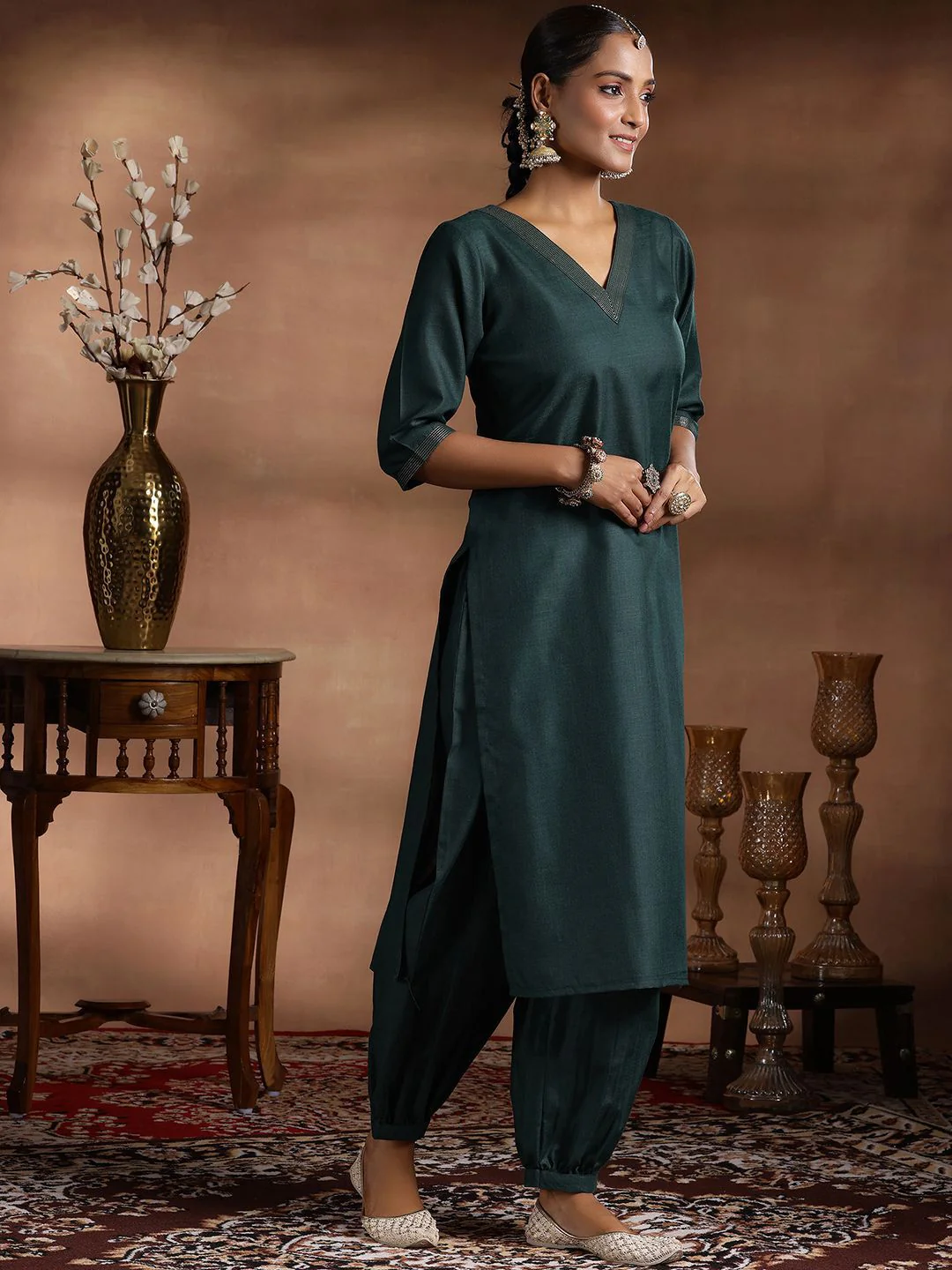 Libas V-Neck Kurta with Salwar & Dupatta - Image 5
