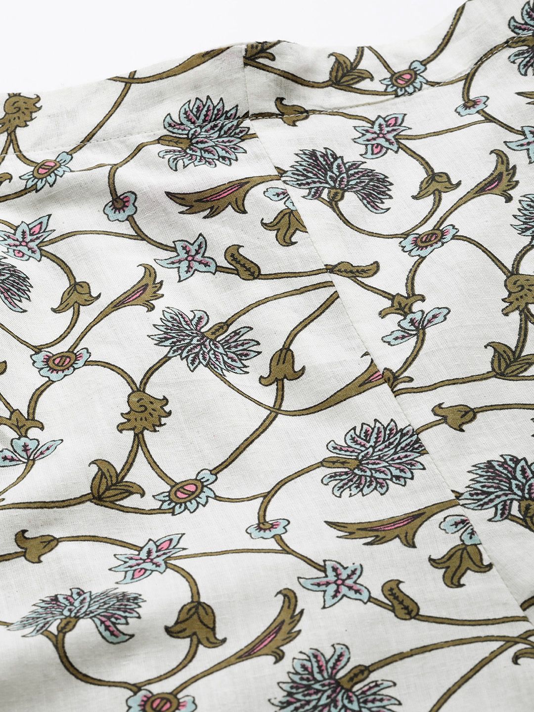 Libas White Cotton Printed Shirt And White Cotton Printed Pyjamas With Both Side Pocket - Image 5