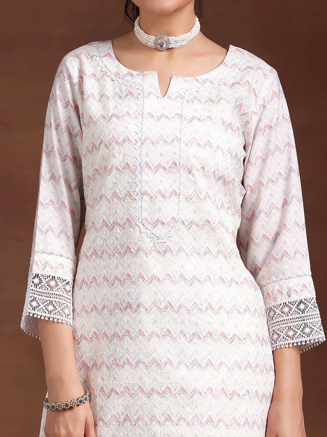 Libas Women Embroidered Regular Sequinned Kurta with Trousers & Dupatta - Image 2