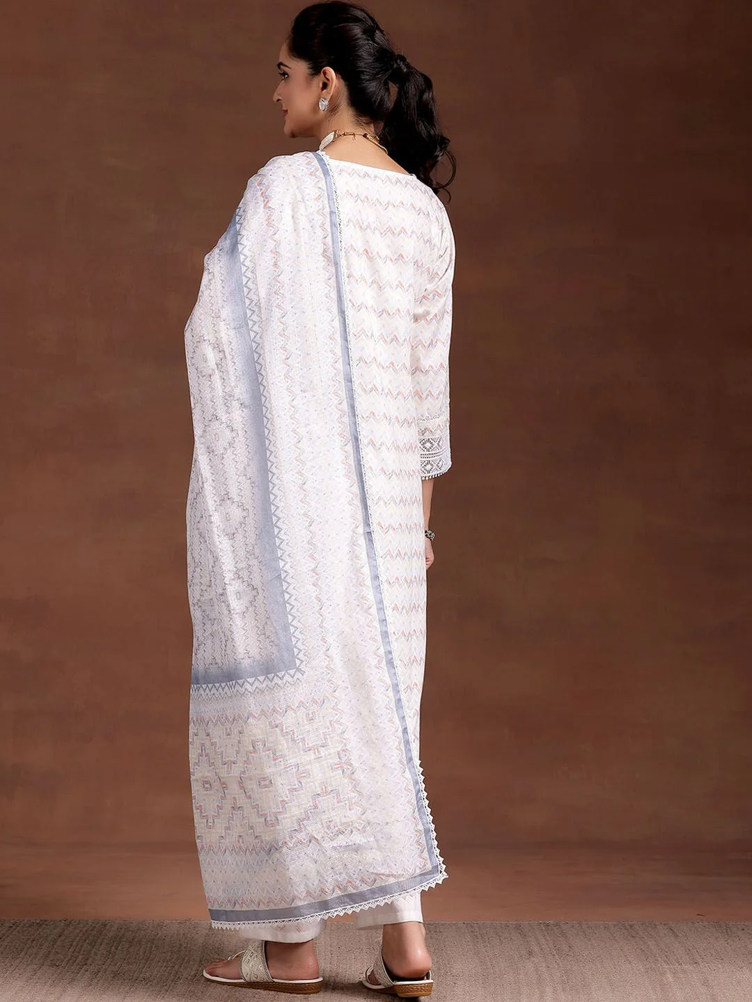 Libas Women Embroidered Regular Sequinned Kurta with Trousers & Dupatta - Image 4
