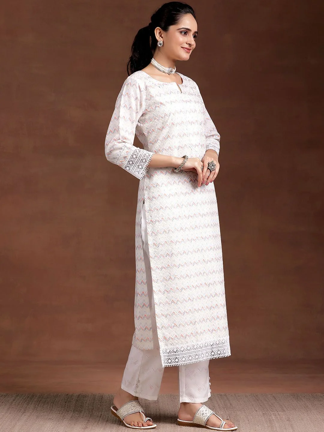 Libas Women Embroidered Regular Sequinned Kurta with Trousers & Dupatta - Image 5