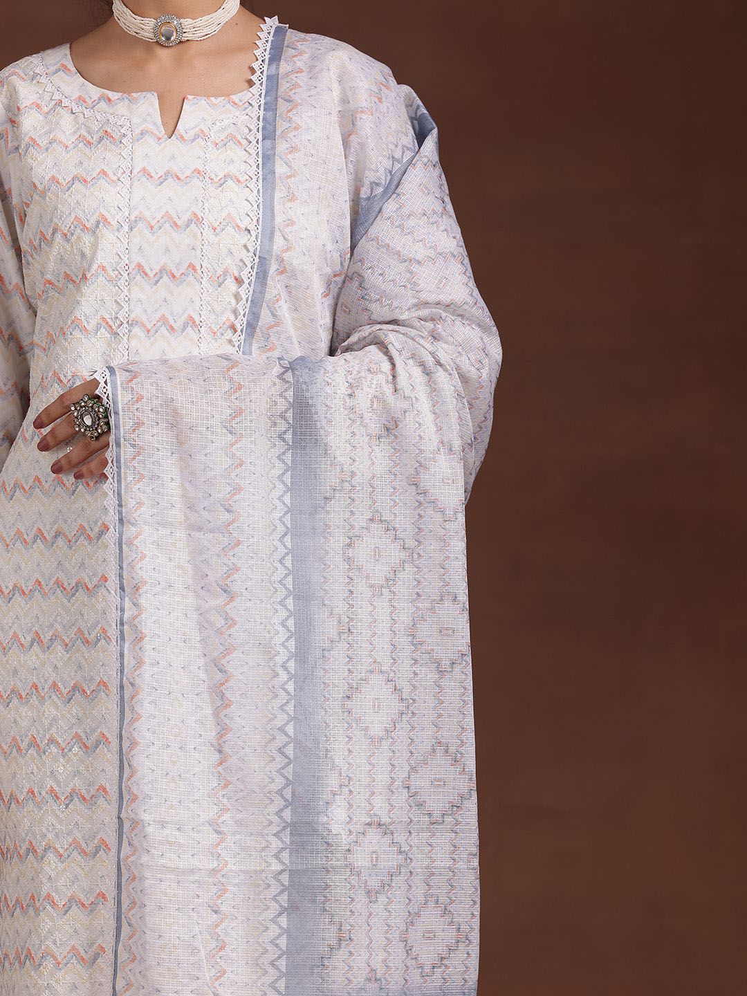 Libas Women Embroidered Regular Sequinned Kurta with Trousers & Dupatta - Image 7