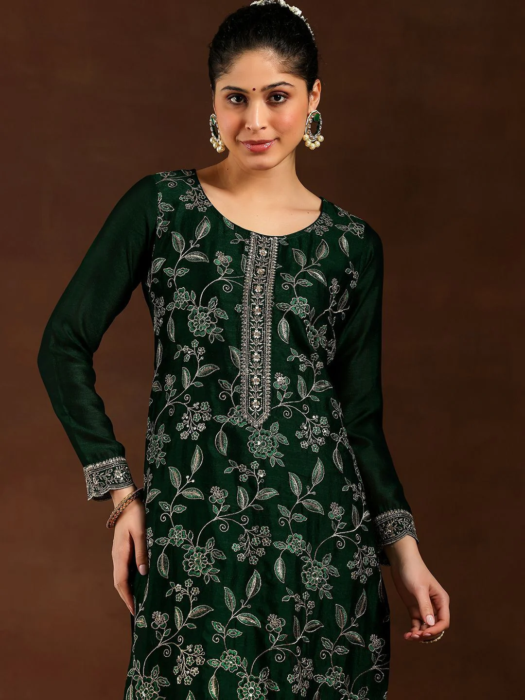 Libas Women Ethnic Motifs Embroidered Regular Kurta with Trousers & With Dupatta - Image 6
