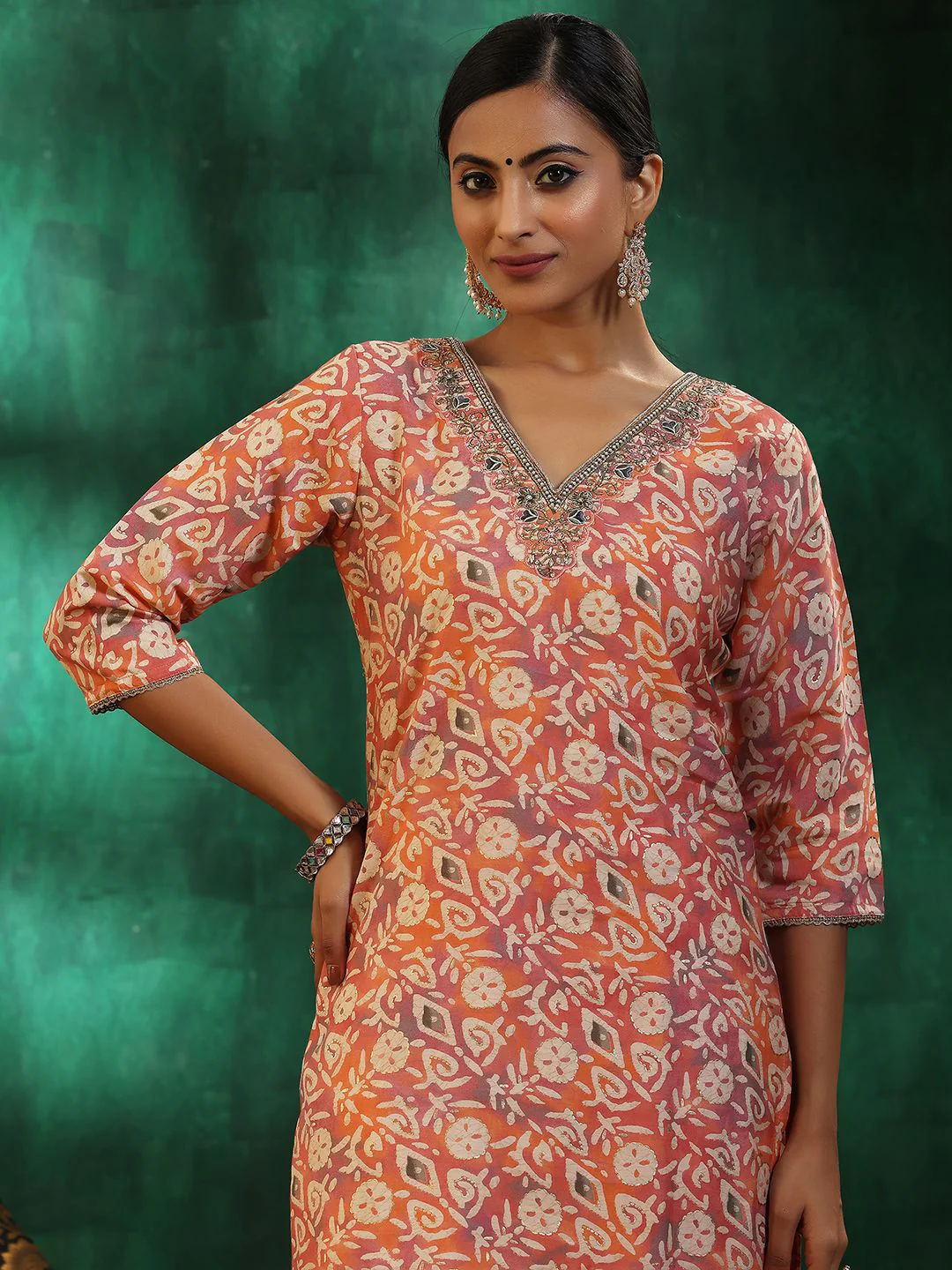 Libas Women Ethnic Motifs Printed Regular Beads and Stones Kurta with Palazzos & With Dupatta - Image 2